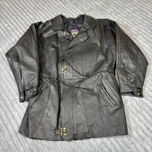 CIDPAO Men's Genuine Leather Jacket L Coat Black Zip Snap Made in Mexico